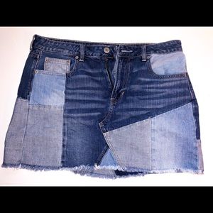 American Eagle Patchwork Denim Skirt
